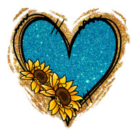 Gold Glitter Sunflower Blue Heart Premium Tee | Teevron
