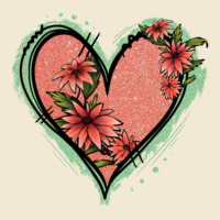 Pink Glitter Floral Heart Premium Tee | Teevron