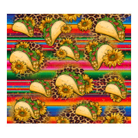 tacos and sunflowers with serape leopard background | Teevron