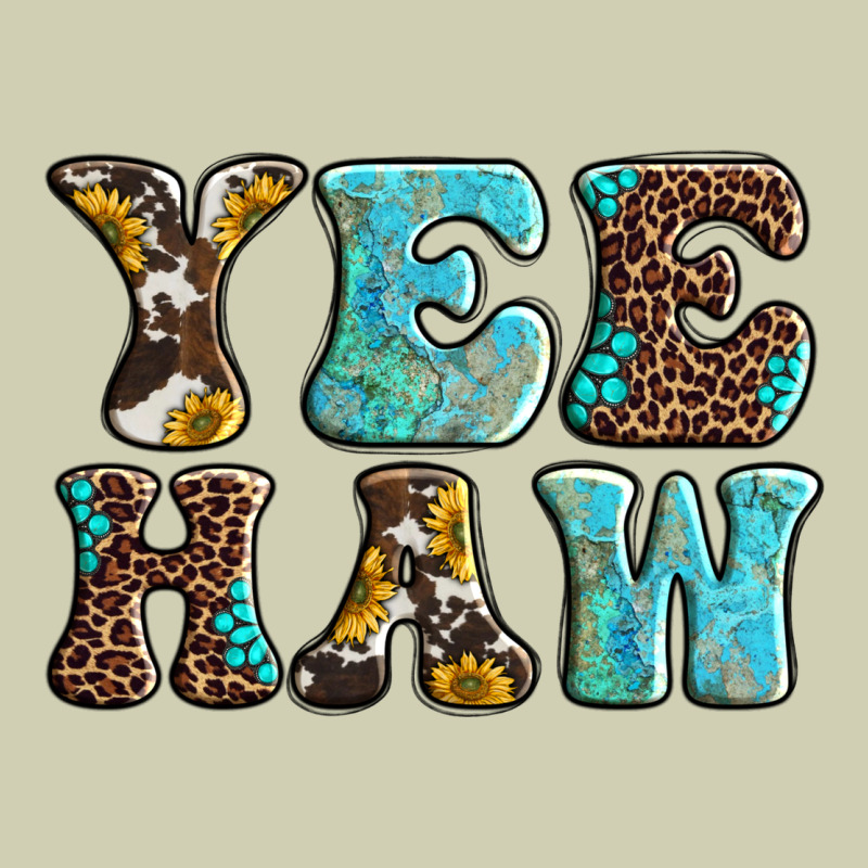 Western Sunflowers Turquoise Leopard Yee Haw Heavy Core Tee by BarkalooDesign | Teevron
