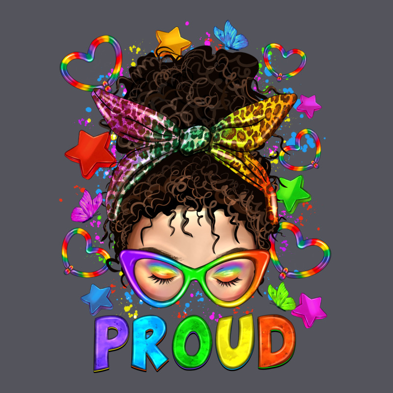 Lgbtq+ Messy Bun With Colorful Stars Vintage Hoodie by BundleAndBundleShop | Teevron
