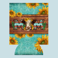 Mom Hereford Cattle Sunflowers On Tooled Leather Regular Can Cooler Ladies Tee | Teevron