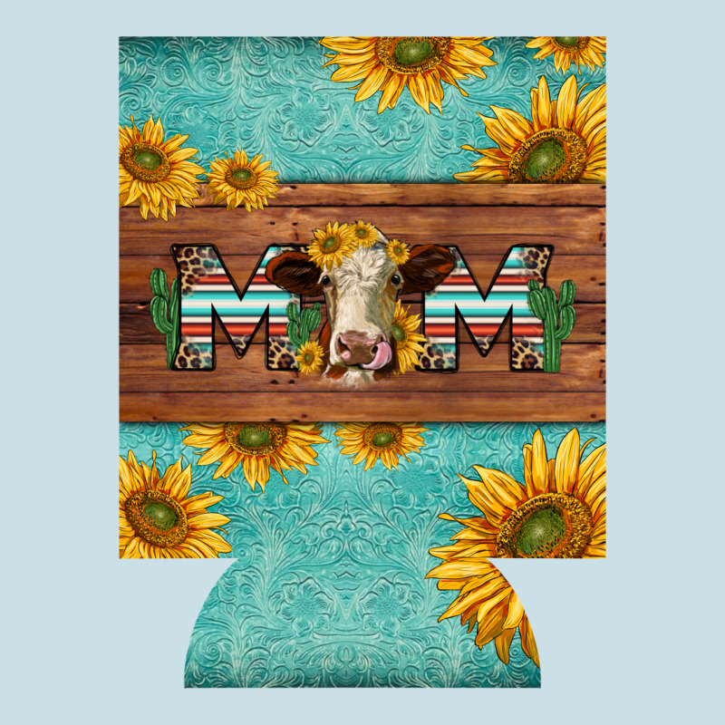 Mom Hereford Cattle Sunflowers On Tooled Leather Regular Can Cooler Ladies Tee by BarkalooDesign | Teevron
