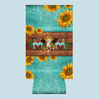 Mom Hereford Cattle Sunflowers On Tooled Leather Slim Can Cooler Ladies Tee | Teevron