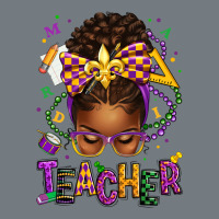 Mardi Gras Teacher Afro Messy Bun Heavyweight Sweatshirt | Teevron