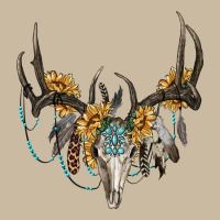 Boho Deer Skull Sunflowers And Gemstone Long Sleeve Tee | Teevron