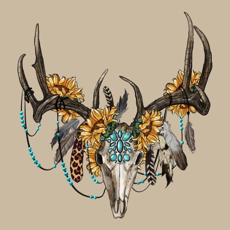 Boho Deer Skull Sunflowers And Gemstone Long Sleeve Tee by RanaPortraitStore | Teevron