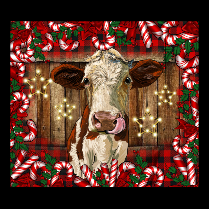 Christmas Heifer With Candy Canes Ladies Tee by BarkalooDesign | Teevron