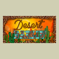 Western Desert Darlin Sunset Cactus Leopard Serape   License Plate Tem Heavy Core Tee | Teevron