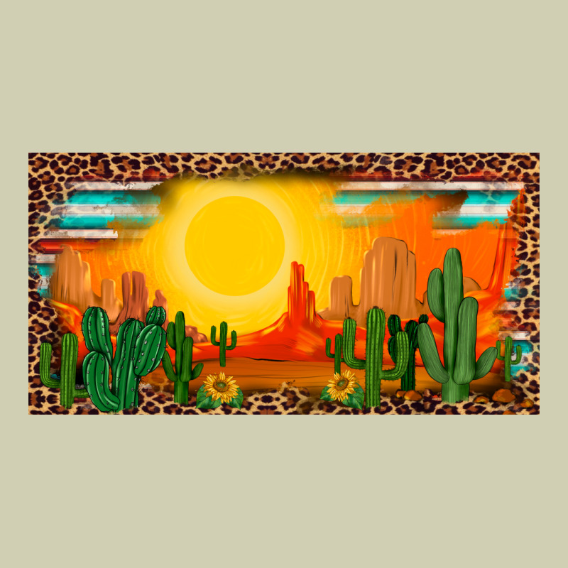 Western  Sunset Cactus Leopard Serape   License Plate Template Heavy Core Tee by BarkalooDesign | Teevron
