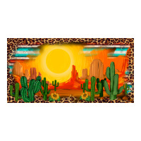 western  sunset cactus leopard serape   license plate template | Teevron