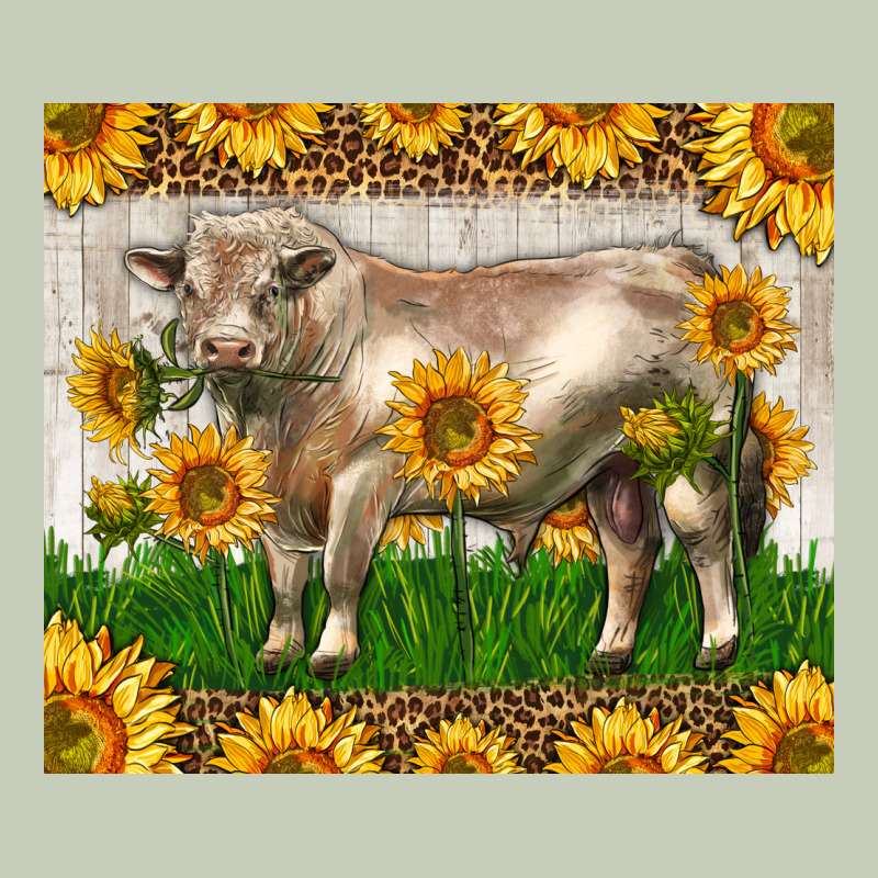 Western Charolais Bull With Sunflowers Ladies Tee by LillyAllenDesigns | Teevron