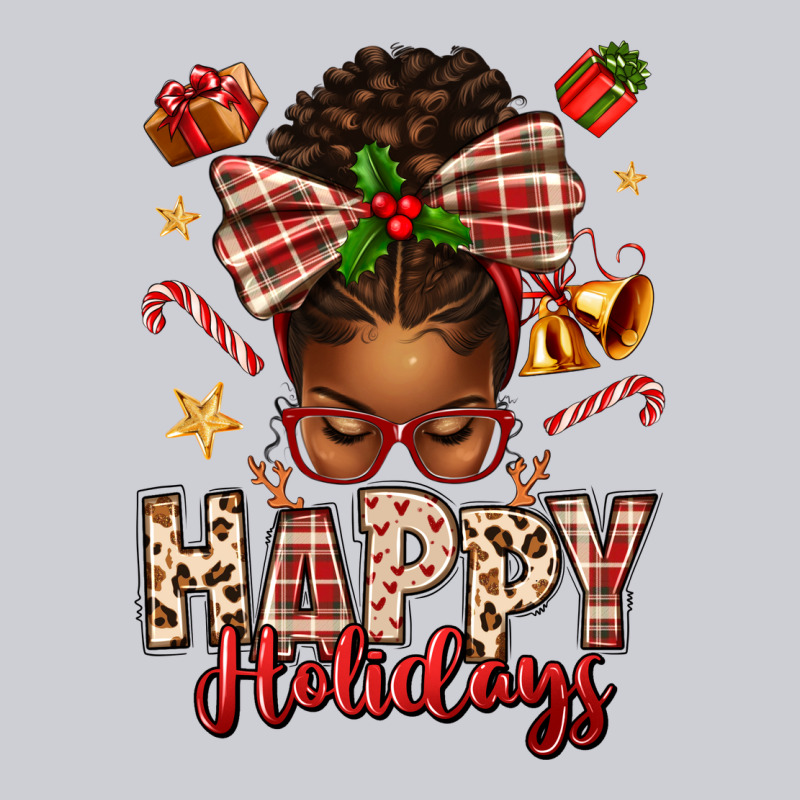 Happy Holidays Christmas Afro Messy Bun Heavyweight Sweatshirt by texasbilliewilder | Teevron