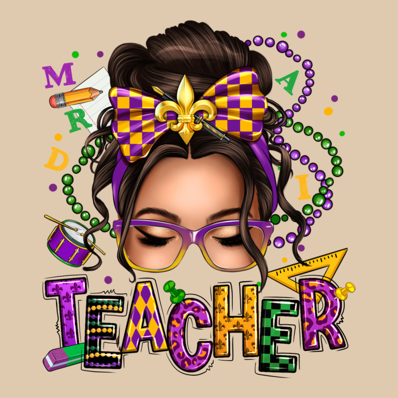 Mardi Gras Teacher Caucasian Messy Bun Heavyweight Sweatshirt by texasbilliewilder | Teevron