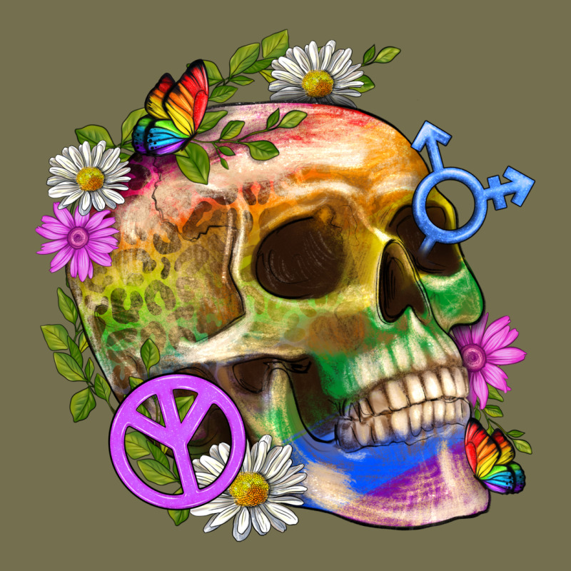 Pride Skull And Transgender Symbol With Peace Vintage Hoodie by BundleAndBundleShop | Teevron