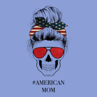 Glitter American Flag Patterned American Mom Skull Long Sleeve Tee | Teevron