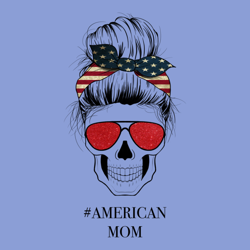 Glitter American Flag Patterned American Mom Skull Long Sleeve Tee by Bettercallsaul | Teevron