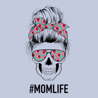 Pink Flower On Cyan Background Mom Skull Long Sleeve Tee | Teevron