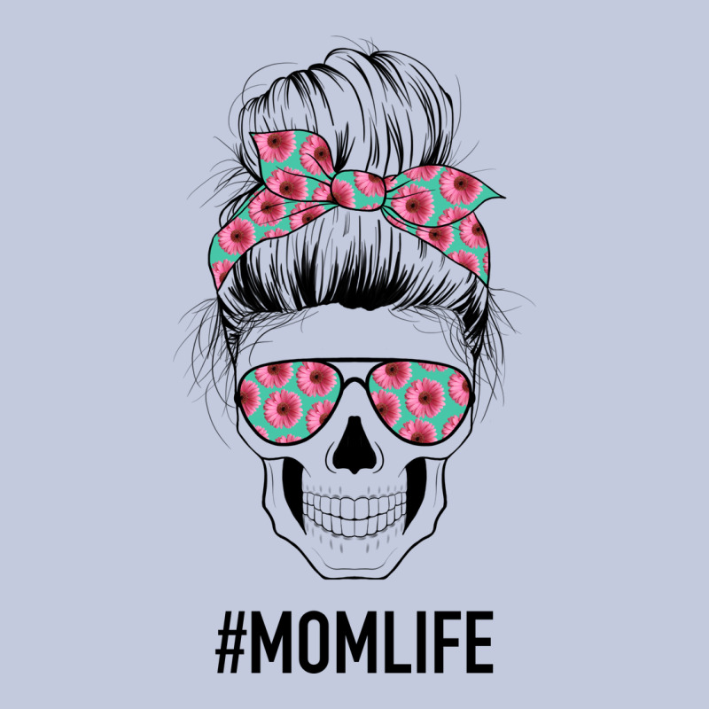 Pink Flower On Cyan Background Mom Skull Long Sleeve Tee by Bettercallsaul | Teevron