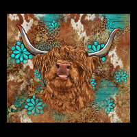 Highland Cow Turquoise Gemstones Western Patterns Ladies Tee | Teevron