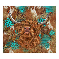 highland cow turquoise gemstones western patterns | Teevron