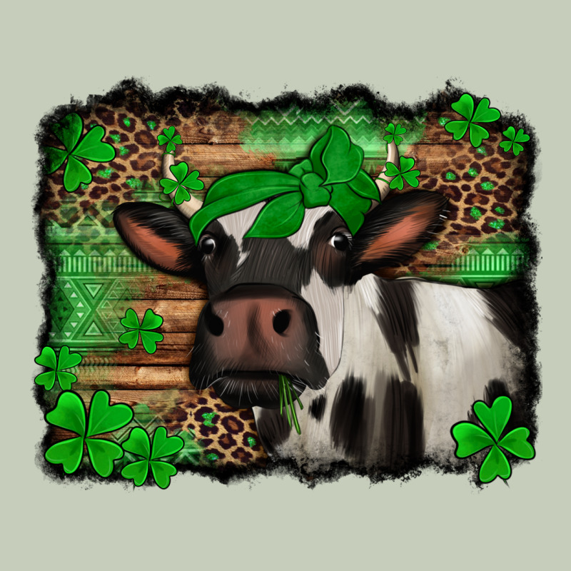 St Patricks Cow With Leopard Background Holstein Cow Ladies Tee by Jasminsmagicworld | Teevron