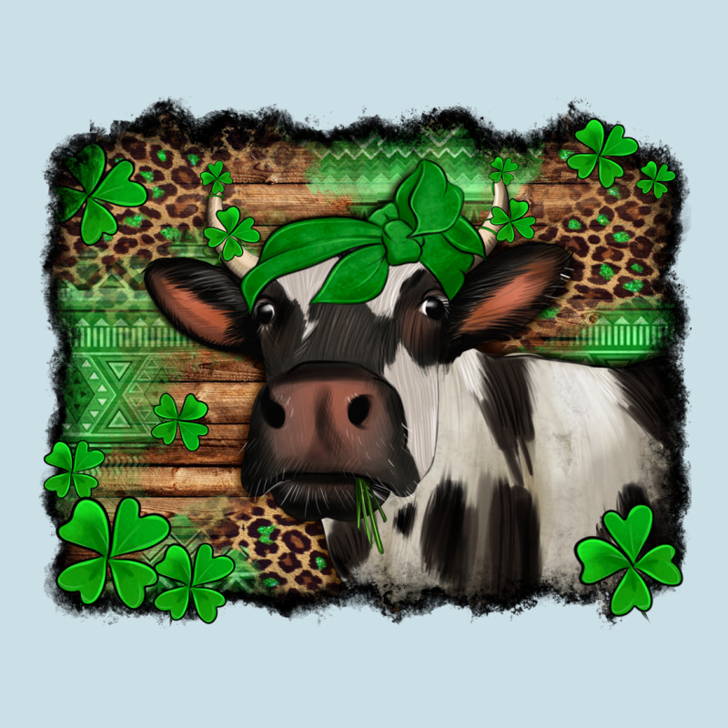 St Patricks Cow With Leopard Background Holstein Cow Ladies Tee by Jasminsmagicworld | Teevron