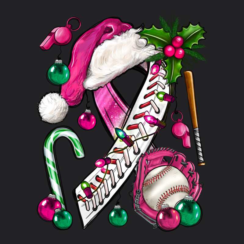 Pink Christmas Breast Cancer Ribbon Baseball Vintage Tee by BundleAndBundleShop | Teevron