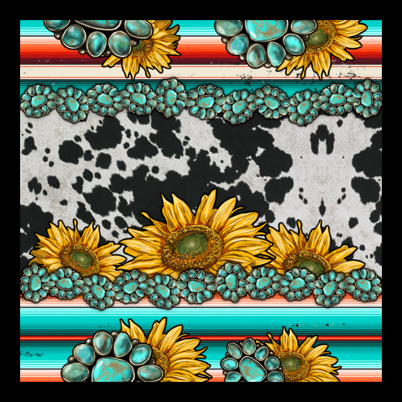 Sunflower Cowhide Serape Coaster Ladies Tee by BarkalooDesign | Teevron