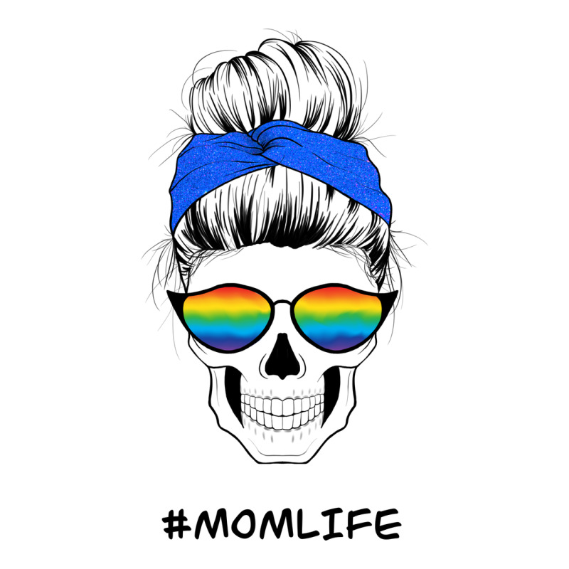 Blue Glitter Rainbow Mom Skull Long Sleeve Tee by Bettercallsaul | Teevron
