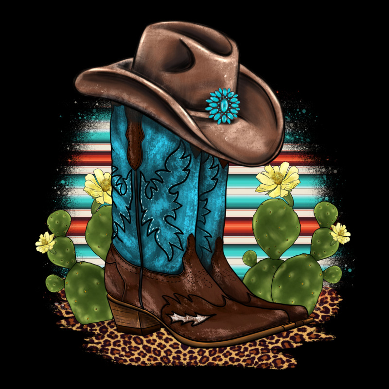 Western Boots And Hat Cactus Leopard Serape Pattern Ladies Tee by BarkalooDesign | Teevron