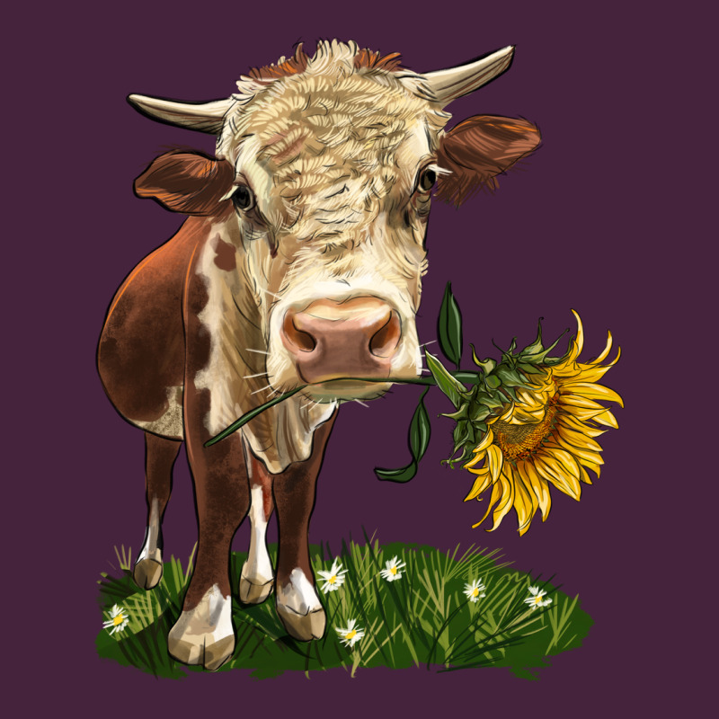 Hereford Heifer With Sunflower Premium Tee by LillyAllenDesigns | Teevron