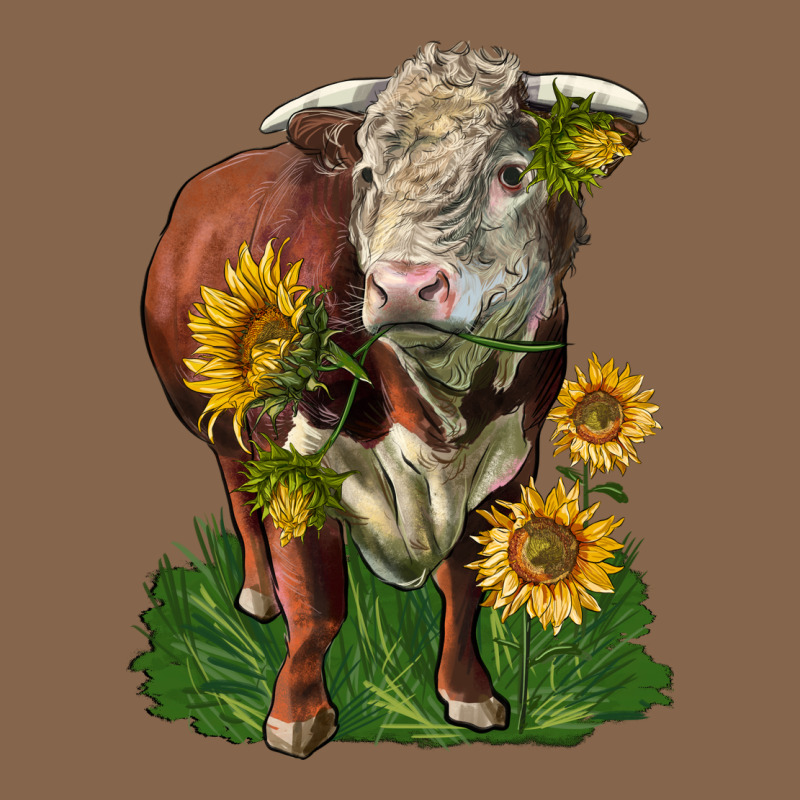 Hereford Bull With Sunflowers Premium Tee by LillyAllenDesigns | Teevron