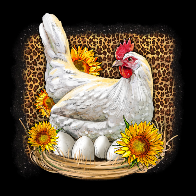 Perched Chicken With Sunflowers Leopard Background Ladies Tee by LillyAllenDesigns | Teevron