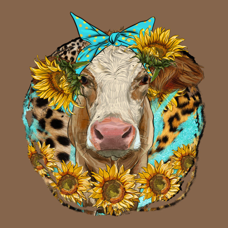 Simmental Heifer With Sunflowers And Leopard Premium Tee by LillyAllenDesigns | Teevron