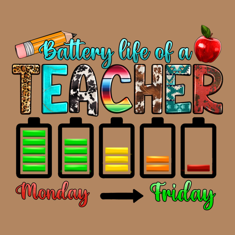 Battery Life Of A Teacher Monday Friday Long Sleeve Tee by RanaPortraitStore | Teevron