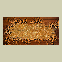 Wooden Leopard Glitter  License Plate Template Heavy Core Tee | Teevron