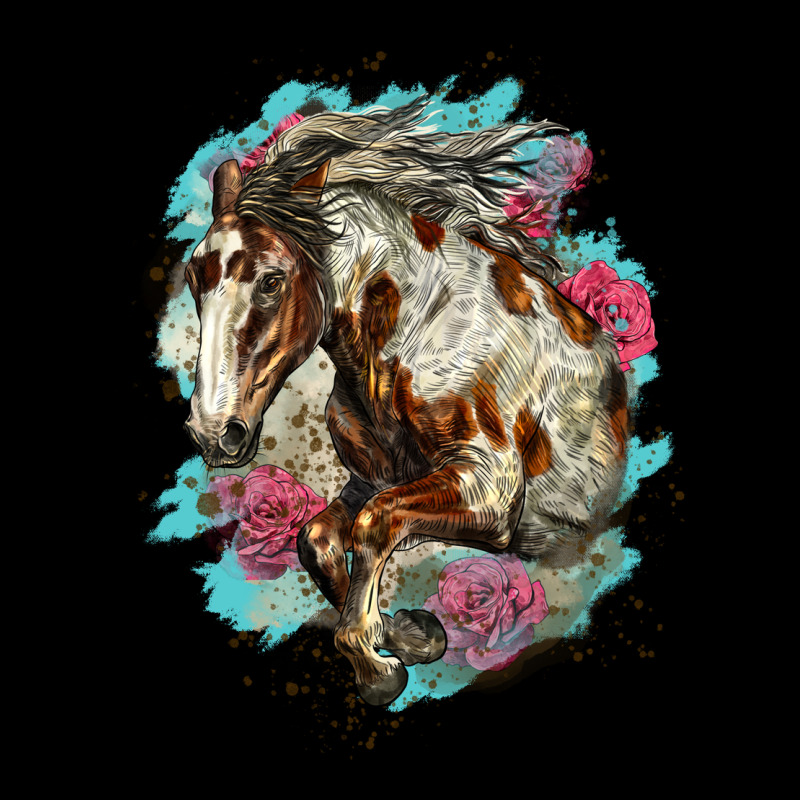 Mustang Horse With Floral Background Premium Tee by LillyAllenDesigns | Teevron