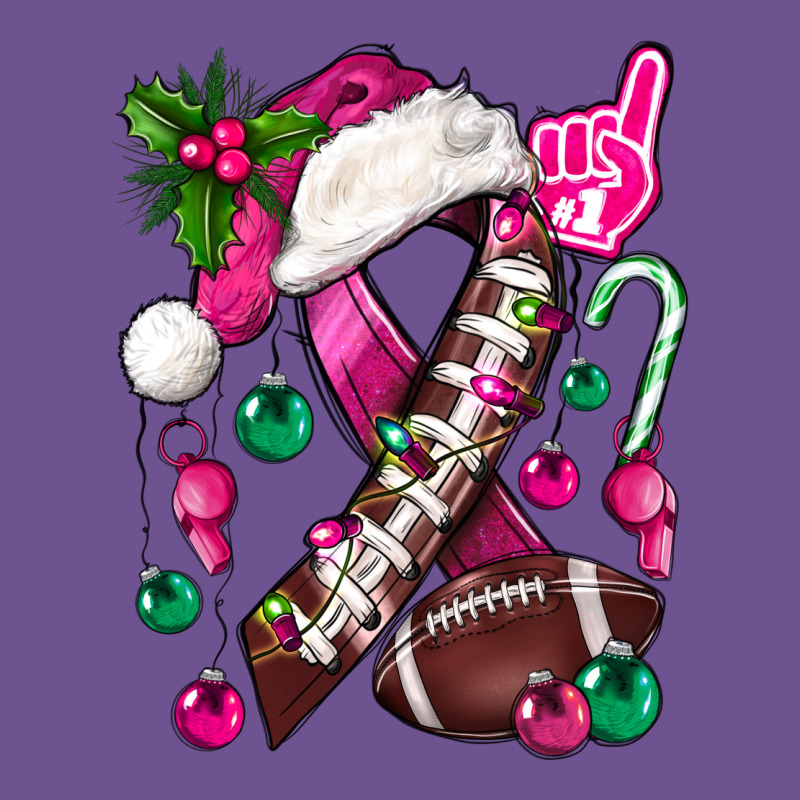 Pink Christmas Breast Cancer Ribbon Football Vintage Tee by BundleAndBundleShop | Teevron
