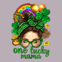 St. Patrick Messy Bun One Luck Mama With Clover Vintage Tee | Teevron