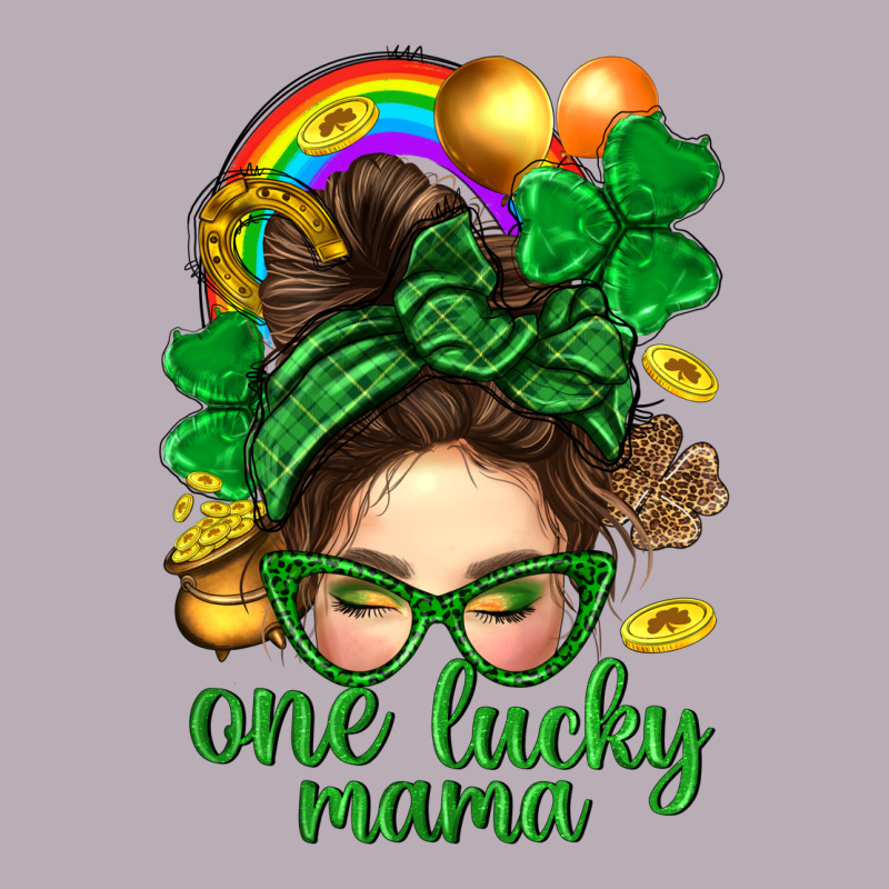 St. Patrick Messy Bun One Luck Mama With Clover Vintage Tee by BundleAndBundleShop | Teevron