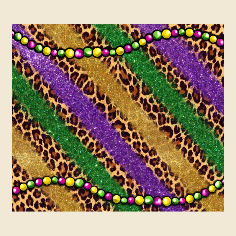 Mardi Gras Leopard Glitter Bead Ladies Tee by BarkalooDesign | Teevron