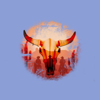 Western Cowboy Sunset Bull Skull Long Sleeve Tee | Teevron