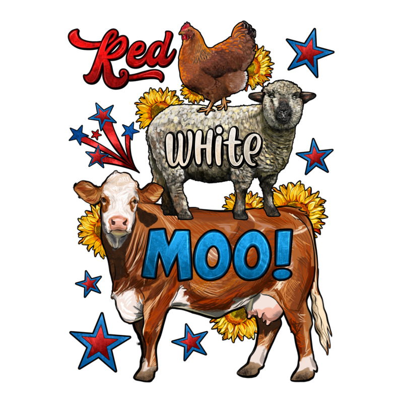 Red White Moo Farm Animals 4th Of July Ladies Tee by LillyAllenDesigns | Teevron