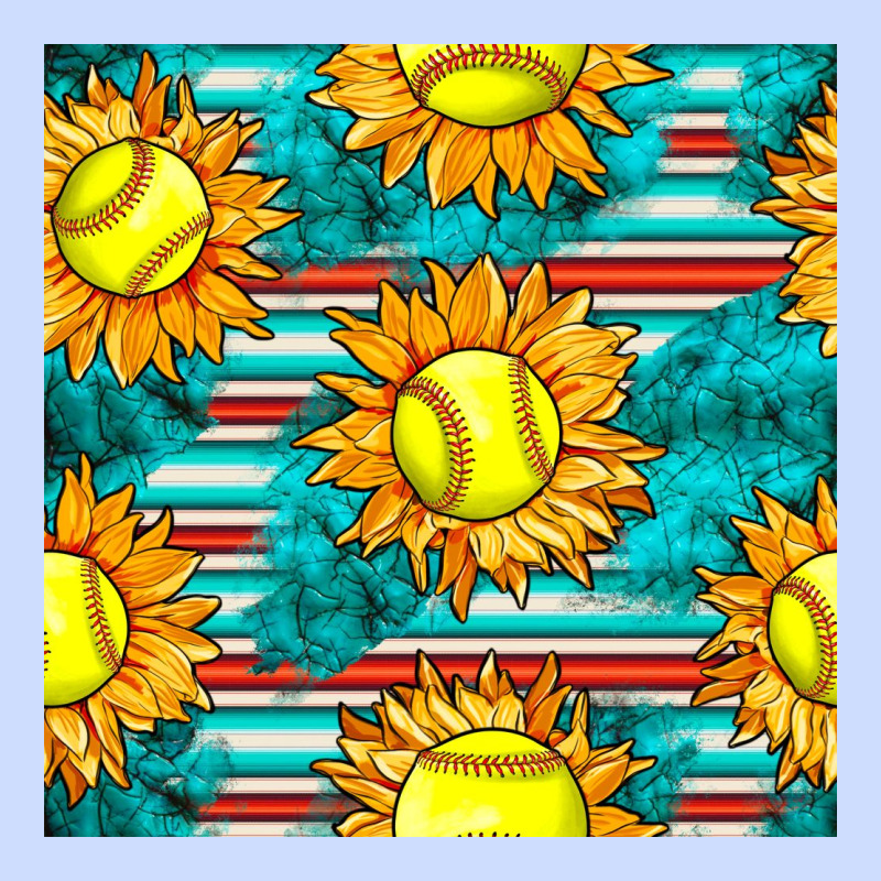Softball Sunflowers With Serape Seamless Pattern Urban Heavy Tee by BundleAndBundleShop | Teevron