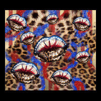 American Flag Lips Leopard Heavy Core Tee | Teevron