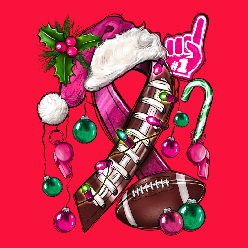Pink Christmas Breast Cancer Ribbon Football Classic Tee by BundleAndBundleShop | Teevron