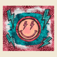 Western Lightning Bolt Smiling Face Turquoise Ladies Tee | Teevron