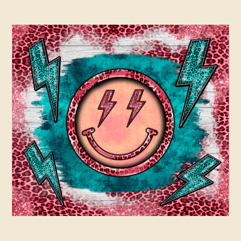 Western Lightning Bolt Smiling Face Turquoise Ladies Tee by BarkalooDesign | Teevron