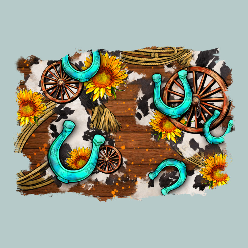 Western Cowhide Horseshoe Sunflower Background Heavy Core Tee by AdoDesignShop | Teevron